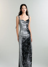 Velvet Backless Swing Dress